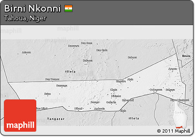 Silver Style 3D Map of Birni Nkonni