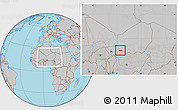 Gray Location Map of Birni Nkonni, within the entire country