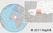 Gray Location Map of Birni Nkonni, highlighted country
