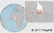 Gray Location Map of Birni Nkonni, highlighted parent region, hill shading