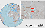 Gray Location Map of Birni Nkonni, hill shading