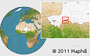 Satellite Location Map of Birni Nkonni, highlighted country