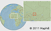 Savanna Style Location Map of Birni Nkonni, within the entire country, hill shading