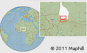 Savanna Style Location Map of Birni Nkonni, highlighted parent region, hill shading
