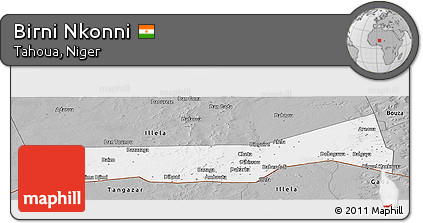 Gray Panoramic Map of Birni Nkonni