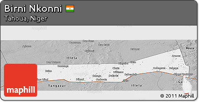 Gray Panoramic Map of Birni Nkonni