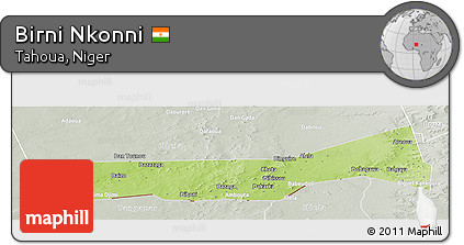 Physical Panoramic Map of Birni Nkonni, lighten, semi-desaturated
