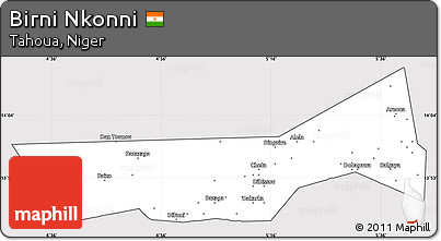 Silver Style Simple Map of Birni Nkonni, cropped outside