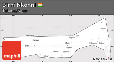 Silver Style Simple Map of Birni Nkonni, cropped outside