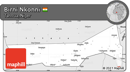 Silver Style Simple Map of Birni Nkonni