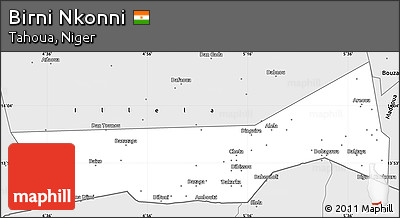 Silver Style Simple Map of Birni Nkonni