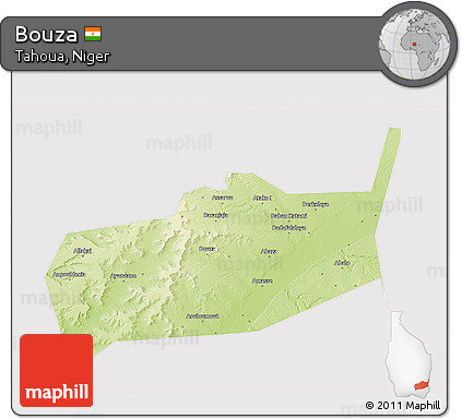 Physical 3D Map of Bouza, cropped outside