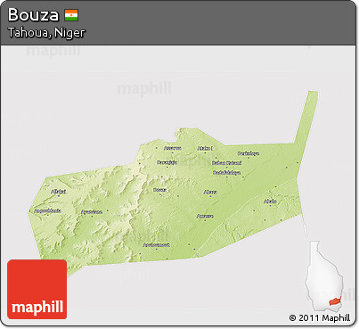 Physical 3D Map of Bouza, cropped outside