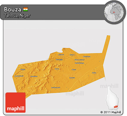 Political 3D Map of Bouza, cropped outside