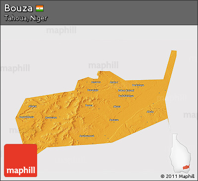 Political 3D Map of Bouza, cropped outside