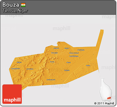 Political 3D Map of Bouza, cropped outside