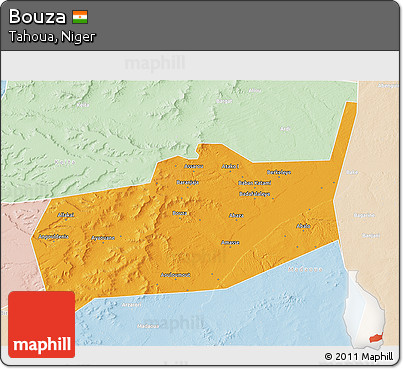 Political 3D Map of Bouza, lighten