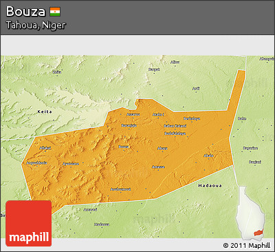 Political 3D Map of Bouza, physical outside