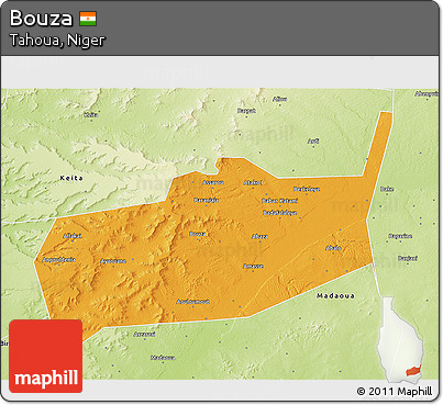 Political 3D Map of Bouza, physical outside
