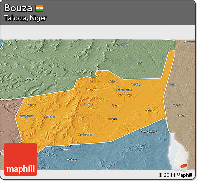Political 3D Map of Bouza, semi-desaturated