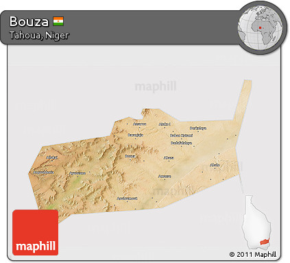 Satellite 3D Map of Bouza, cropped outside