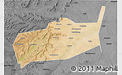 Satellite 3D Map of Bouza, darken, desaturated