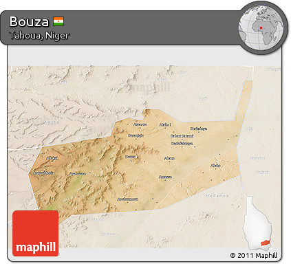 Satellite 3D Map of Bouza, lighten