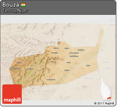 Satellite 3D Map of Bouza, lighten