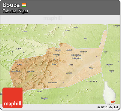 Satellite 3D Map of Bouza, physical outside
