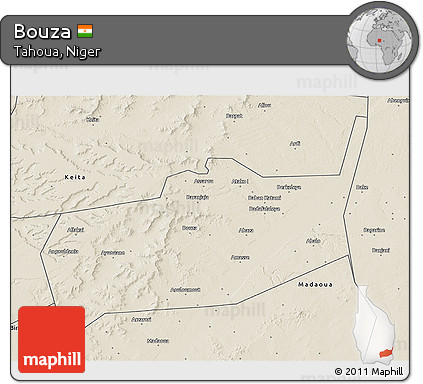 Shaded Relief 3D Map of Bouza