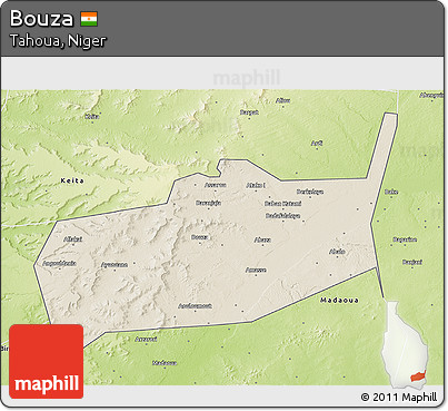 Shaded Relief 3D Map of Bouza, physical outside