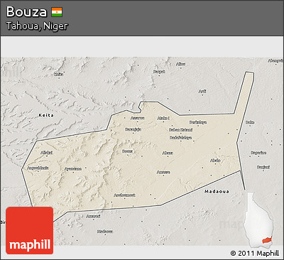 Shaded Relief 3D Map of Bouza, semi-desaturated