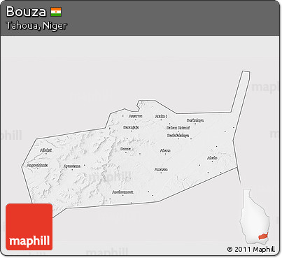 Silver Style 3D Map of Bouza, single color outside