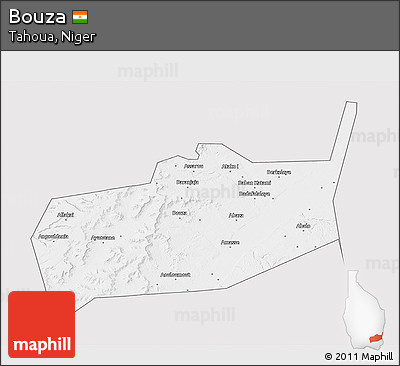 Silver Style 3D Map of Bouza, single color outside