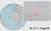 Gray Location Map of Bouza, highlighted parent region, within the entire country, hill shading