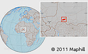 Gray Location Map of Bouza, hill shading