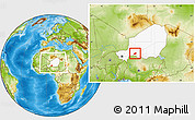 Physical Location Map of Bouza, highlighted country, within the entire country
