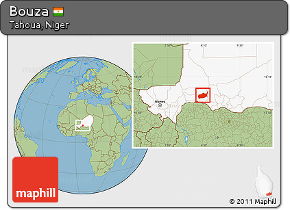 Savanna Style Location Map of Bouza, highlighted country