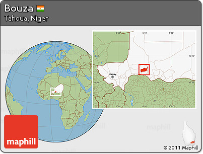 Savanna Style Location Map of Bouza, highlighted country