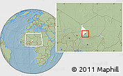Savanna Style Location Map of Bouza, highlighted parent region, within the entire country, hill shading