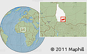 Savanna Style Location Map of Bouza, highlighted parent region, hill shading