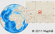 Shaded Relief Location Map of Bouza