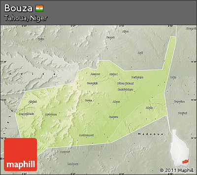 Physical Map of Bouza, semi-desaturated