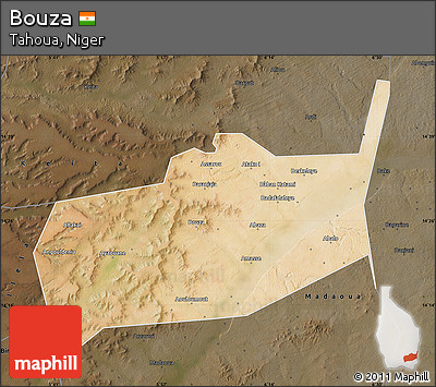 Satellite Map of Bouza, darken