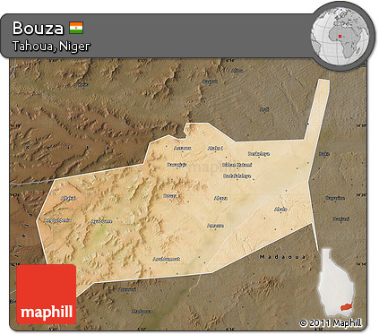 Satellite Map of Bouza, darken