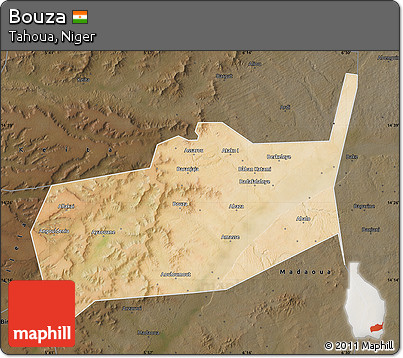 Satellite Map of Bouza, darken