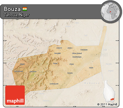 Satellite Map of Bouza, lighten