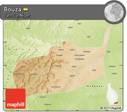 Satellite Map of Bouza, physical outside