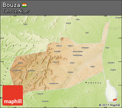 Satellite Map of Bouza, physical outside