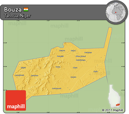 Savanna Style Map of Bouza, single color outside